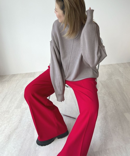 ABYS（アビス）の「モチモチで着心地抜群◎カラーパイピングススウェットニット（ニット/セーター・レディース・パープル/アイボリー/グレー・FREE）」の20枚目の写真