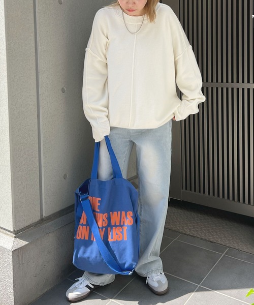 ABYS（アビス）の「モチモチで着心地抜群◎カラーパイピングススウェットニット（ニット/セーター・レディース・パープル/アイボリー/グレー・FREE）」の21枚目の写真