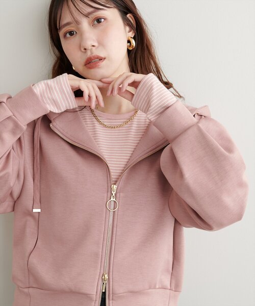 natural couture(ナチュラルクチュール)の「ふわもちWzipパーカー(Tシャツ/カットソー・レディース・ピンク/ブラウン/チャコールグレー/アイボリー/グレイッシュベージュ・FREE)」の5枚目の写真