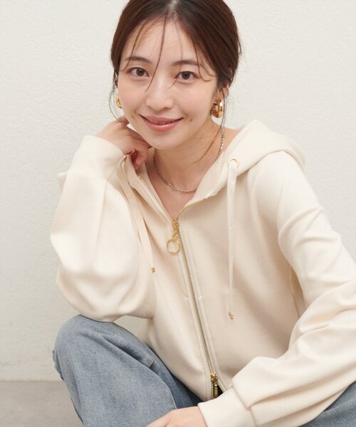 natural couture(ナチュラルクチュール)の「ふわもちWzipパーカー(Tシャツ/カットソー・レディース・ピンク/ブラウン/チャコールグレー/アイボリー/グレイッシュベージュ・FREE)」の7枚目の写真