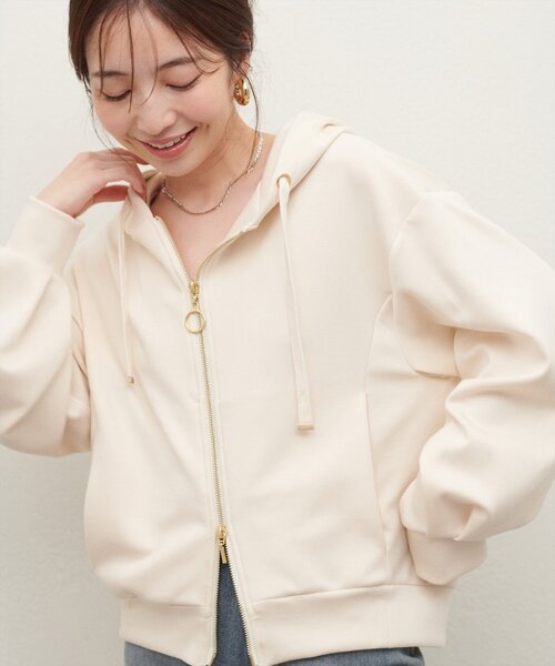natural couture(ナチュラルクチュール)の「ふわもちWzipパーカー(Tシャツ/カットソー・レディース・ピンク/ブラウン/チャコールグレー/アイボリー/グレイッシュベージュ・FREE)」の8枚目の写真