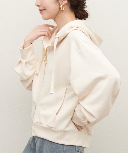 natural couture(ナチュラルクチュール)の「ふわもちWzipパーカー(Tシャツ/カットソー・レディース・ピンク/ブラウン/チャコールグレー/アイボリー/グレイッシュベージュ・FREE)」の9枚目の写真