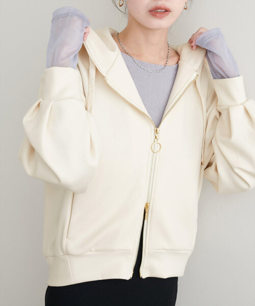 natural couture(ナチュラルクチュール)の「ふわもちWzipパーカー(Tシャツ/カットソー・レディース・ピンク/ブラウン/チャコールグレー/アイボリー/グレイッシュベージュ・FREE)」の13枚目の写真