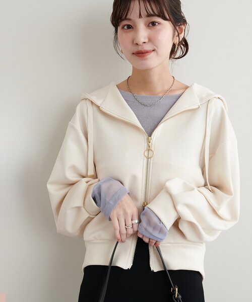natural couture(ナチュラルクチュール)の「ふわもちWzipパーカー(Tシャツ/カットソー・レディース・ピンク/ブラウン/チャコールグレー/アイボリー/グレイッシュベージュ・FREE)」の14枚目の写真