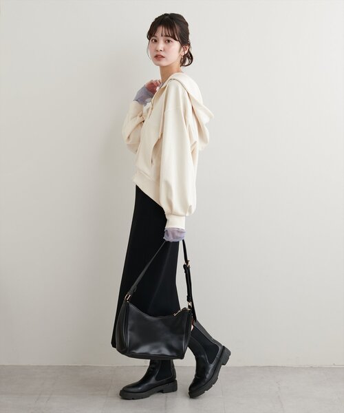 natural couture(ナチュラルクチュール)の「ふわもちWzipパーカー(Tシャツ/カットソー・レディース・ピンク/ブラウン/チャコールグレー/アイボリー/グレイッシュベージュ・FREE)」の15枚目の写真