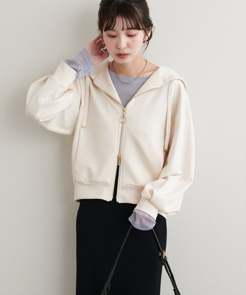natural couture(ナチュラルクチュール)の「ふわもちWzipパーカー(Tシャツ/カットソー・レディース・ピンク/ブラウン/チャコールグレー/アイボリー/グレイッシュベージュ・FREE)」の16枚目の写真