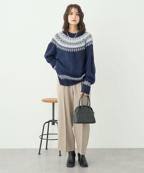 earth music&ecology（アースミュージックアンドエコロジー）の「オーロララメノルディックチュニック（チュニック・レディース・ネイビー/グレー/アイボリー・FREE）」の6枚目の写真