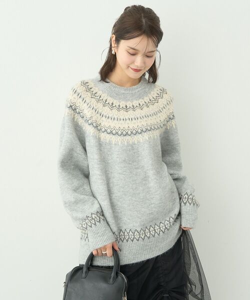 earth music&ecology（アースミュージックアンドエコロジー）の「オーロララメノルディックチュニック（チュニック・レディース・ネイビー/グレー/アイボリー・FREE）」の9枚目の写真