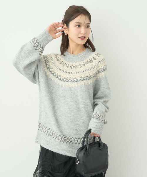 earth music&ecology（アースミュージックアンドエコロジー）の「オーロララメノルディックチュニック（チュニック・レディース・ネイビー/グレー/アイボリー・FREE）」の10枚目の写真