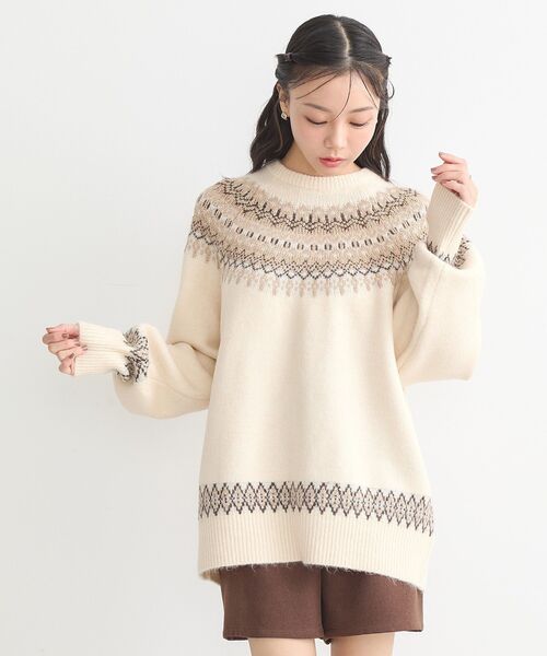 earth music&ecology（アースミュージックアンドエコロジー）の「オーロララメノルディックチュニック（チュニック・レディース・ネイビー/グレー/アイボリー・FREE）」の14枚目の写真