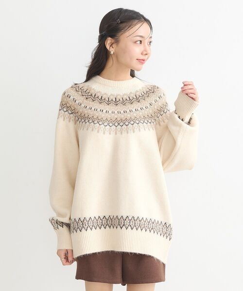 earth music&ecology（アースミュージックアンドエコロジー）の「オーロララメノルディックチュニック（チュニック・レディース・ネイビー/グレー/アイボリー・FREE）」の15枚目の写真