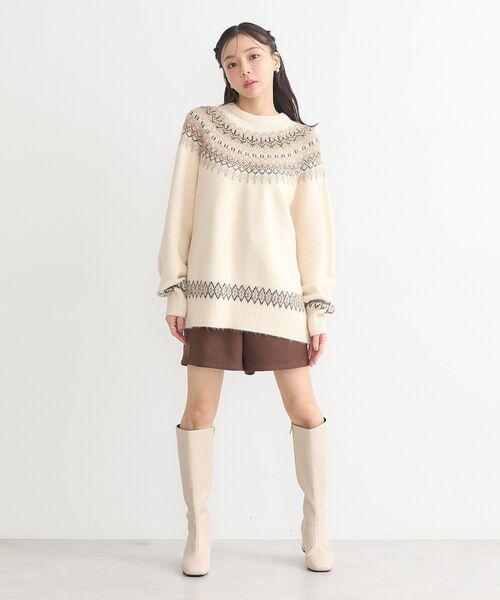earth music&ecology（アースミュージックアンドエコロジー）の「オーロララメノルディックチュニック（チュニック・レディース・ネイビー/グレー/アイボリー・FREE）」の16枚目の写真