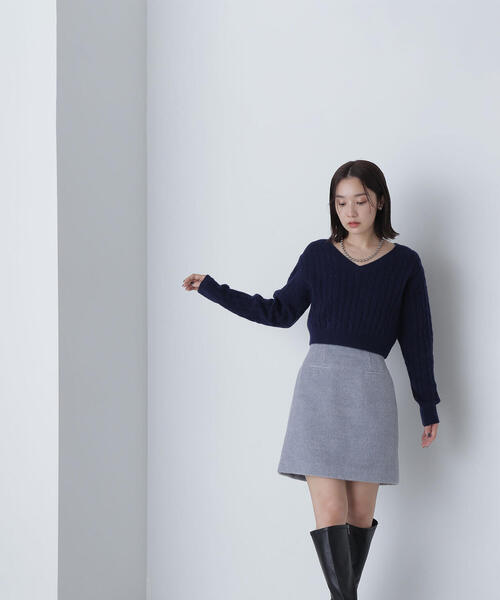 NATURAL BEAUTY BASIC(ナチュラルビューティーベーシック)の「◇コンパクトケーブルニット(ニット/セーター・レディース・オフホワイト/ライトグリーン/ネイビー・FREE)」の18枚目の写真