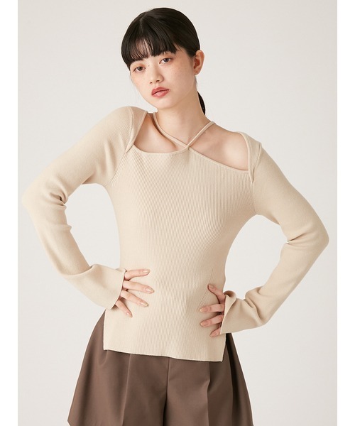 リリーブラウン LILY BROWN クロスネックレイヤードニットトップス （BLK） LILY BROWN（リリーブラウン）の「レイヤードニットトップス