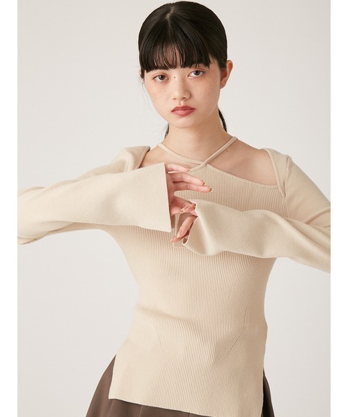 LILY BROWN（リリーブラウン）の「クロスネックレイヤードニット