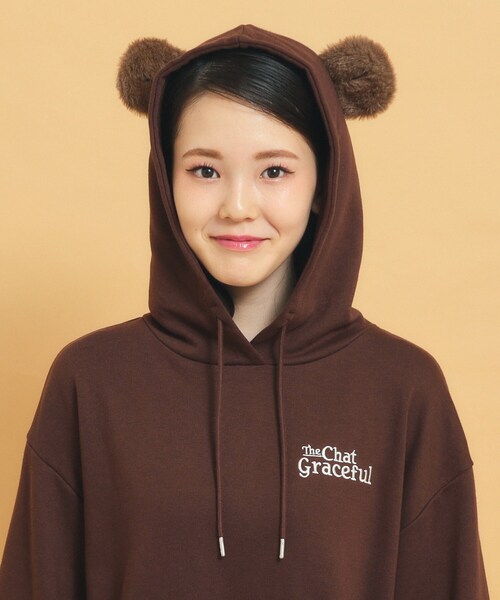 PINK-latte(ピンクラテ)の「◆あざとかわいい!クマ耳フーディ裏毛(スウェット・キッズ・ベージュ/ブラウン/アイボリー・13/14/15 /16)」の14枚目の写真