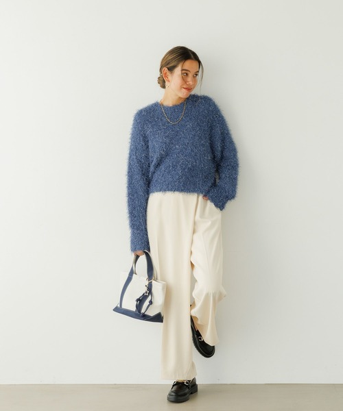 BAYFLOW（ベイフロー）の「ラメフェザーニットプルオーバー（ニット/セーター・レディース・オレンジ/アイボリー/ブラック/ブルー・FREE）」の12枚目の写真