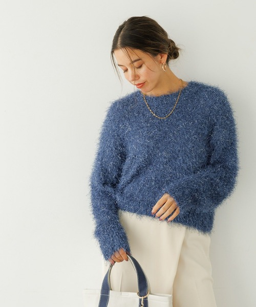 BAYFLOW（ベイフロー）の「ラメフェザーニットプルオーバー（ニット/セーター・レディース・オレンジ/アイボリー/ブラック/ブルー・FREE）」の13枚目の写真