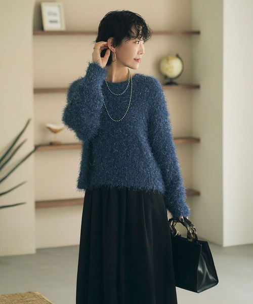 BAYFLOW（ベイフロー）の「ラメフェザーニットプルオーバー（ニット/セーター・レディース・オレンジ/アイボリー/ブラック/ブルー・FREE）」の20枚目の写真