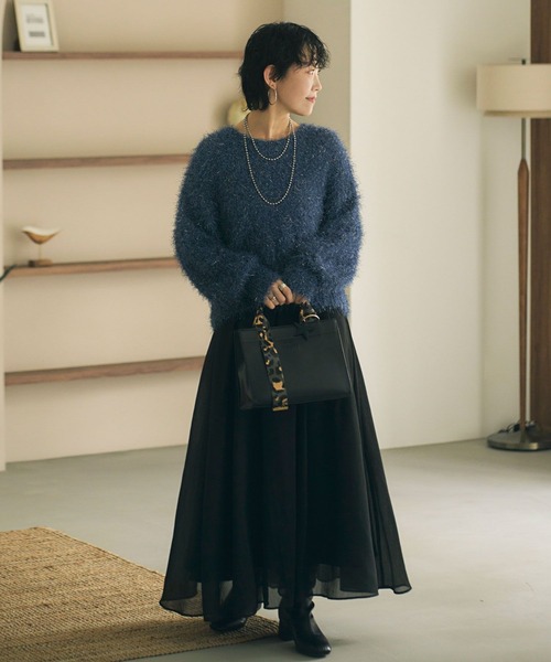 BAYFLOW（ベイフロー）の「ラメフェザーニットプルオーバー（ニット/セーター・レディース・オレンジ/アイボリー/ブラック/ブルー・FREE）」の22枚目の写真