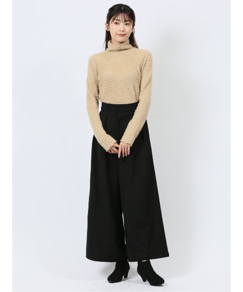 【セール】m.f.エディトリアル レディース ストレッチ ハンドウォッシャブルウエストデザイン ワイドパンツ（スラックス）｜m.f.editorial（エムエフエディトリアル）