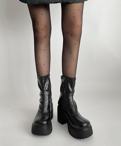 Miniministore(ミニミニストア)の「厚底ショートブーツサイドジッパーブーティ(ブーツ・レディース・ブラック・24.5cm/24.0cm/23.5cm/23.0cm/22.5cm)」の6枚目の写真
