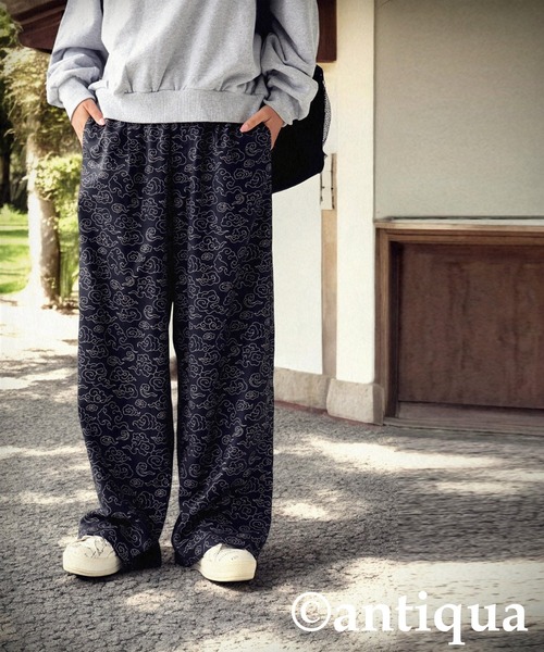 antiqua(アンティカ)の「雲柄タックストレートパンツ(その他パンツ・レディース・ブラック・P/R)」の5枚目の写真