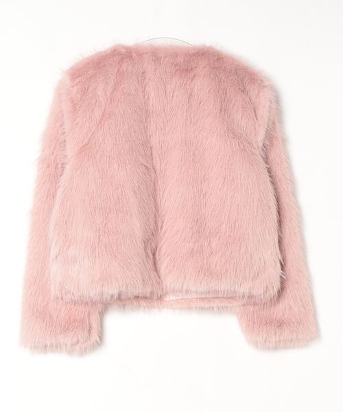 テッドベーカー ファージャケット ノーカラー ビジュー 0 ピンク 未使用級 セール】フワフワぬくぬくファージャケット（ノーカラーコート