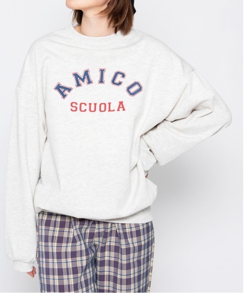 spiritoso(スピリトーゾ)の「【spiritoso】AMICOプリントビッグスウェットトレーナー(Tシャツ/カットソー・レディース・杢グレー/ホワイト系その他・FREE)」の3枚目の写真