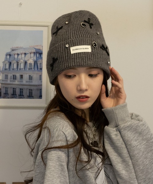 pumpkin port（パンプキンポート）の「ビジュー使いニット帽（ニット