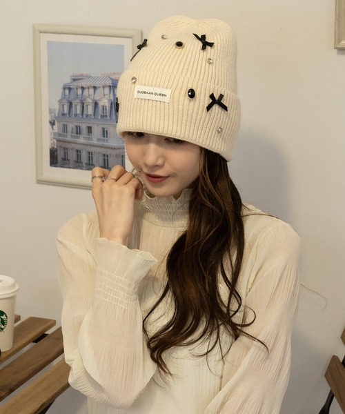 pumpkin port（パンプキンポート）の「ビジュー使いニット帽（ニット