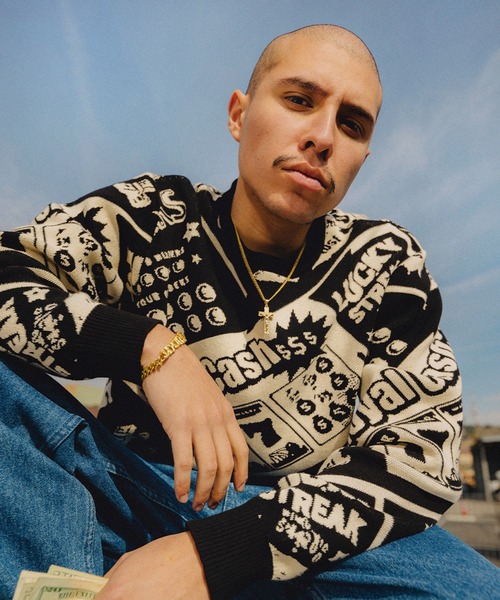 HUF(ハフ)の「LUCKY CREWNECK SWEATER / HUF ハフ クルーセーター(ニット/セーター・メンズ・ブラック・LARGE/XX-LARGE/X-LARGE/MEDIUM/SMALL)」の1枚目の写真