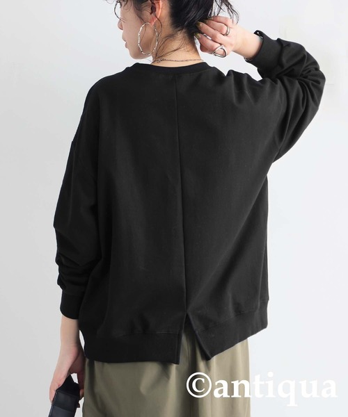 antiqua（アンティカ）の「ミニ裏毛変形トップス（スウェット・レディース・ブラック/オートミール・ONESIZE）」の17枚目の写真