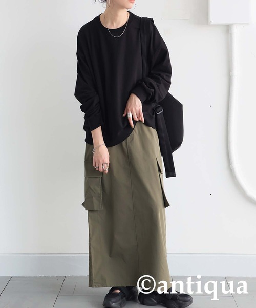 antiqua（アンティカ）の「ミニ裏毛変形トップス（スウェット・レディース・ブラック/オートミール・ONESIZE）」の18枚目の写真