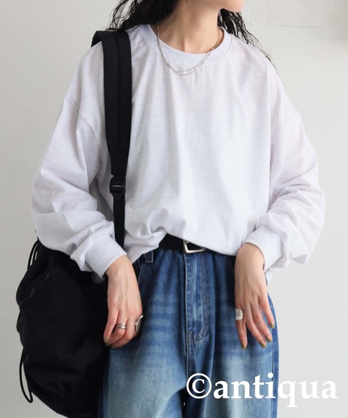 antiqua（アンティカ）の「ミニ裏毛変形トップス（スウェット・レディース・ブラック/オートミール・ONESIZE）」の3枚目の写真