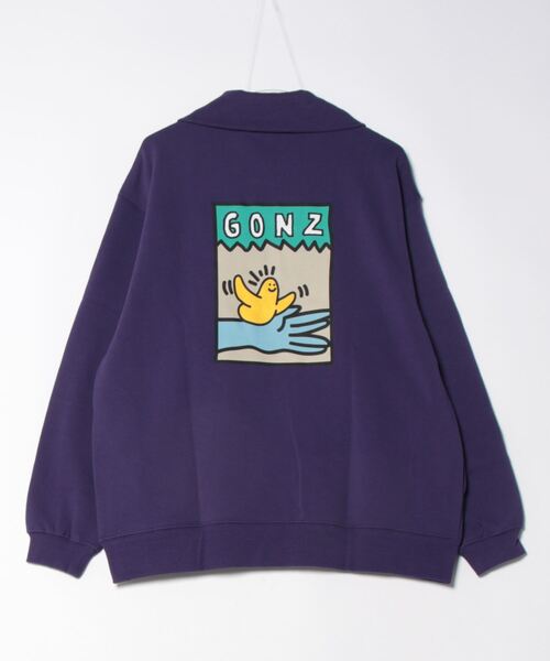 (What it isNt)ART BY MARKGONZALES(ワットイットイズント)の「【(What it isNt)ART BY MARKGONZALES / (ワットイットイズント) アートバイ マークゴンザレス】バックプリントハーフジップスウェットトレーナー(スウェット・メンズ・ホワイト/パープル/チャコールグレー・MEDIUM/LARGE/X-LARGE)」の5枚目の写真