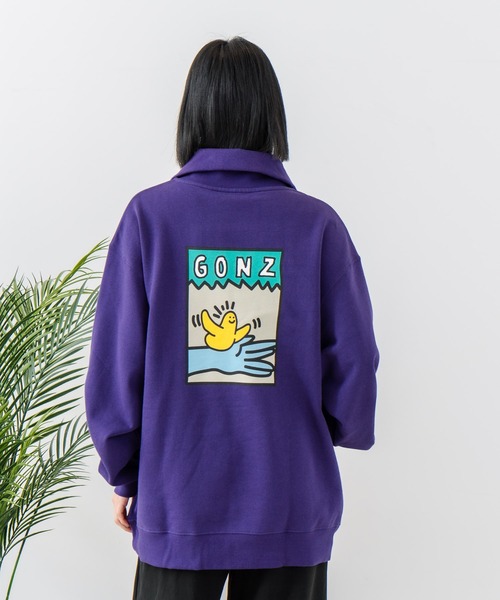 (What it isNt)ART BY MARKGONZALES(ワットイットイズント)の「【(What it isNt)ART BY MARKGONZALES / (ワットイットイズント) アートバイ マークゴンザレス】バックプリントハーフジップスウェットトレーナー(スウェット・メンズ・ホワイト/パープル/チャコールグレー・MEDIUM/LARGE/X-LARGE)」の19枚目の写真