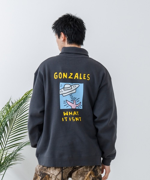 (What it isNt)ART BY MARKGONZALES(ワットイットイズント)の「【(What it isNt)ART BY MARKGONZALES / (ワットイットイズント) アートバイ マークゴンザレス】バックプリントハーフジップスウェットトレーナー(スウェット・メンズ・ホワイト/パープル/チャコールグレー・MEDIUM/LARGE/X-LARGE)」の13枚目の写真