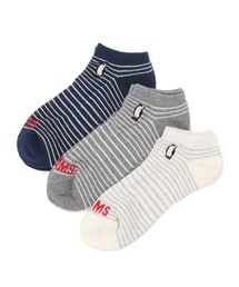CHUMS(`X)́yCHUMSz3P Booby Border Ankle Socks(\bNX/C)