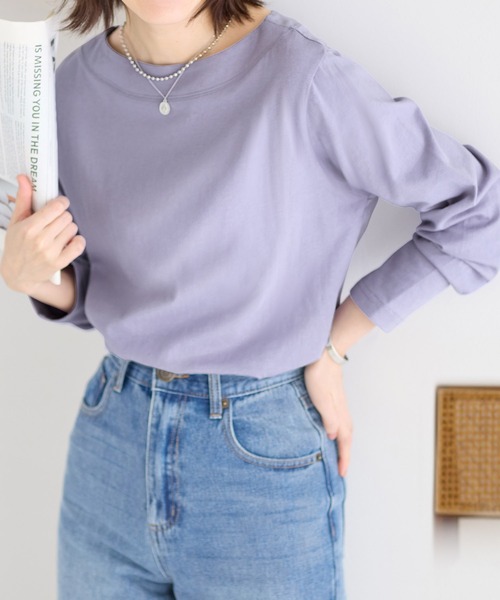 Viola e Viola(ヴィオラエヴィオラ)の「柔らか綿100%大人キレイTシャツ(Tシャツ/カットソー・レディース・ホワイト×ブラック/ブラック/ホワイト/ブルー・3L/LL/L/M)」の4枚目の写真