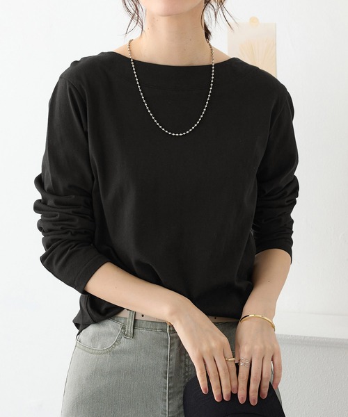 Viola e Viola(ヴィオラエヴィオラ)の「柔らか綿100%大人キレイTシャツ(Tシャツ/カットソー・レディース・ホワイト×ブラック/ブラック/ホワイト/ブルー・3L/LL/L/M)」の22枚目の写真