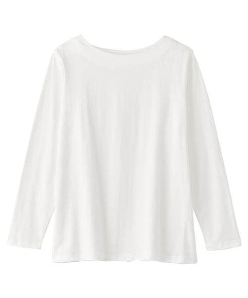 Viola e Viola(ヴィオラエヴィオラ)の「柔らか綿100%大人キレイTシャツ(Tシャツ/カットソー・レディース・ホワイト×ブラック/ブラック/ホワイト/ブルー・3L/LL/L/M)」の10枚目の写真