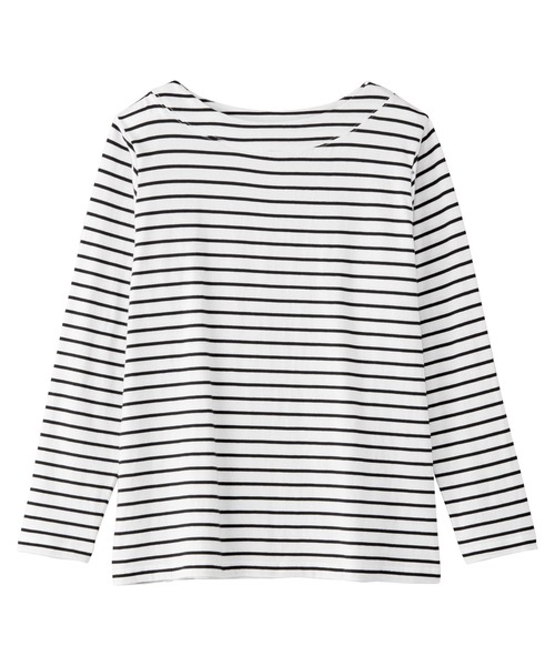Viola e Viola(ヴィオラエヴィオラ)の「柔らか綿100%大人キレイTシャツ(Tシャツ/カットソー・レディース・ホワイト×ブラック/ブラック/ホワイト/ブルー・3L/LL/L/M)」の11枚目の写真