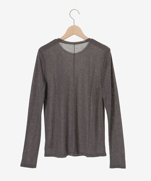 le.coeur blanc（ルクールブラン）の「《手洗い可能》シアーリブロングスリーブTシャツ（Tシャツ/カットソー・レディース・ベージュ/ダークグレー/オフホワイト・38）」の4枚目の写真