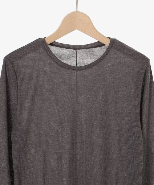 le.coeur blanc（ルクールブラン）の「《手洗い可能》シアーリブロングスリーブTシャツ（Tシャツ/カットソー・レディース・ベージュ/ダークグレー/オフホワイト・38）」の5枚目の写真