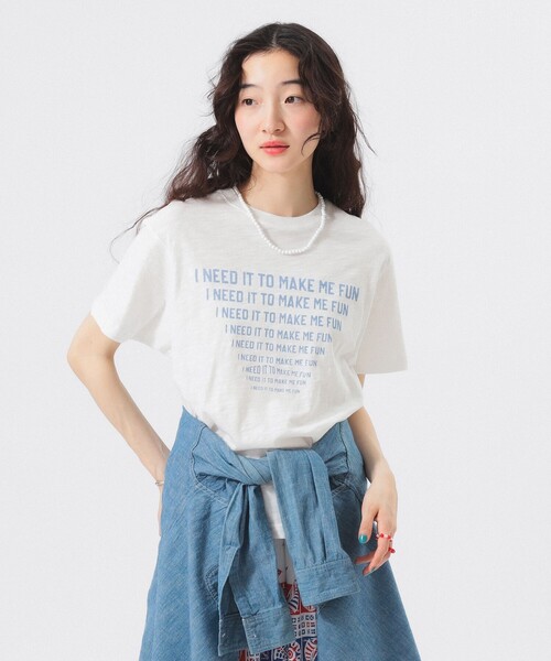 BEAMS BOY（ビームスボーイ）の「ライン メッセージ Tシャツ（Tシャツ/カットソー・レディース・イエロー/オフホワイト/ブラック・ONE SIZE）」の4枚目の写真