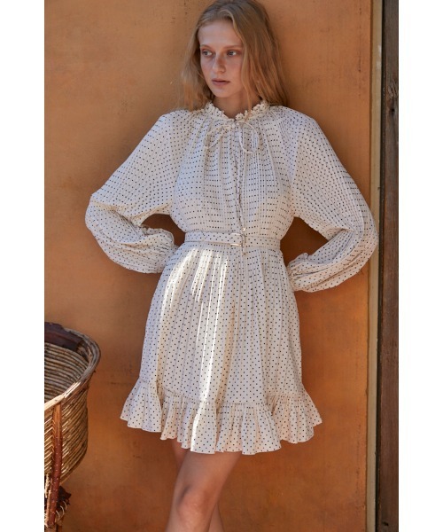 Marion Pleated Dress プリーツラッフルヘムミニマムドレス
