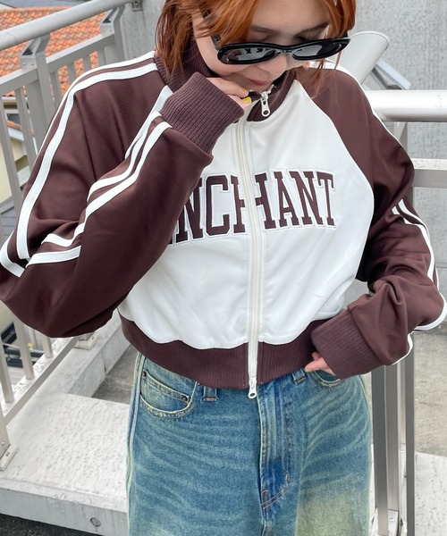 WEGO(ウィゴー)の「WEGO/グラフィックショートトラックジャケット(ジャージ・レディース・ブラウン/ネイビー・FREE)」の5枚目の写真