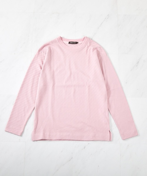 UNION STATION（ユニオンステーション）の「シェブロン柄リンクスジャガードロンT（Tシャツ/カットソー・メンズ・ネイビー/ホワイト/ピンク・S/M/LL/L）」の3枚目の写真