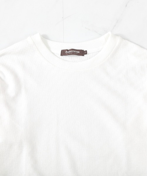 UNION STATION（ユニオンステーション）の「シェブロン柄リンクスジャガードロンT（Tシャツ/カットソー・メンズ・ネイビー/ホワイト/ピンク・S/M/LL/L）」の4枚目の写真